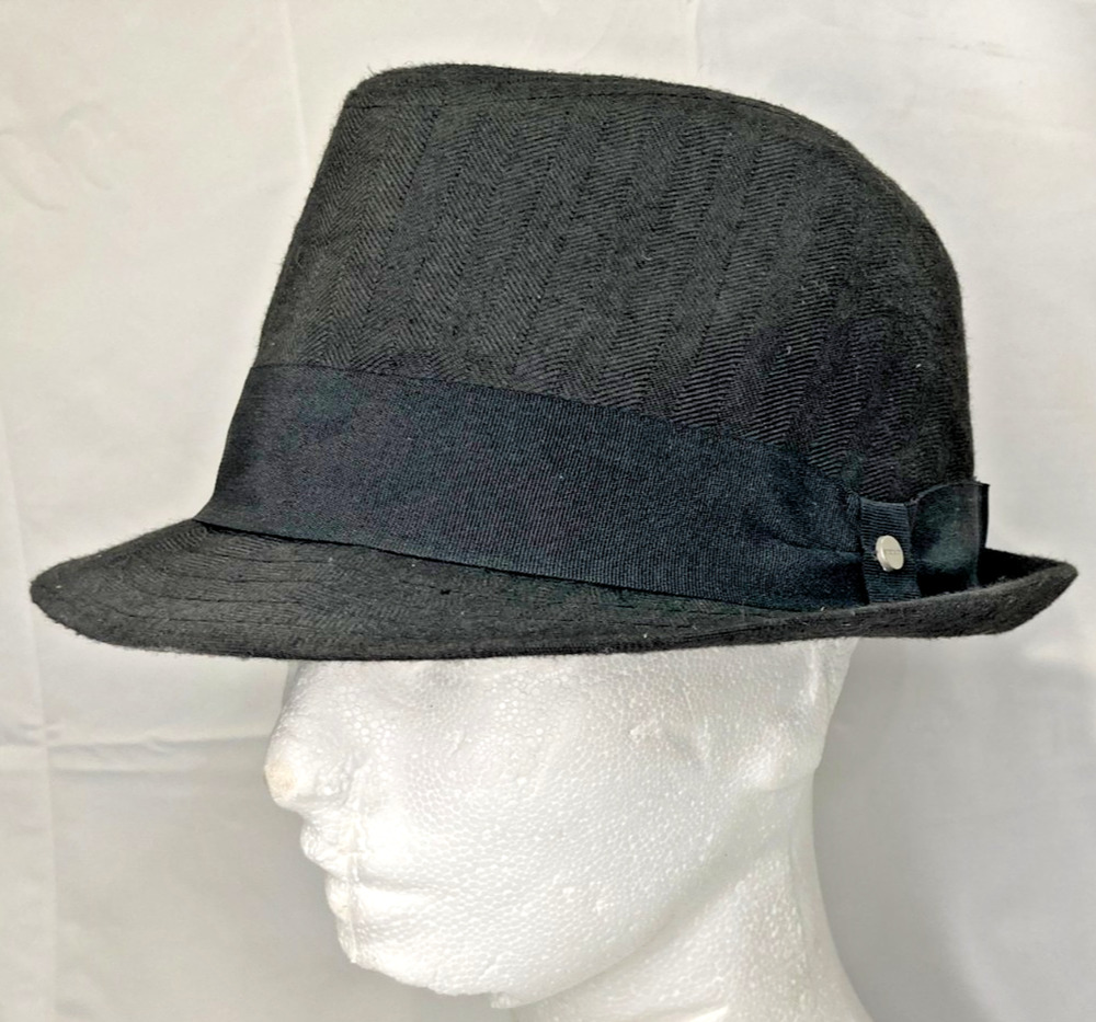 Stetson All American Men's Fedora Trilby Hat Black Herringbone Lined L